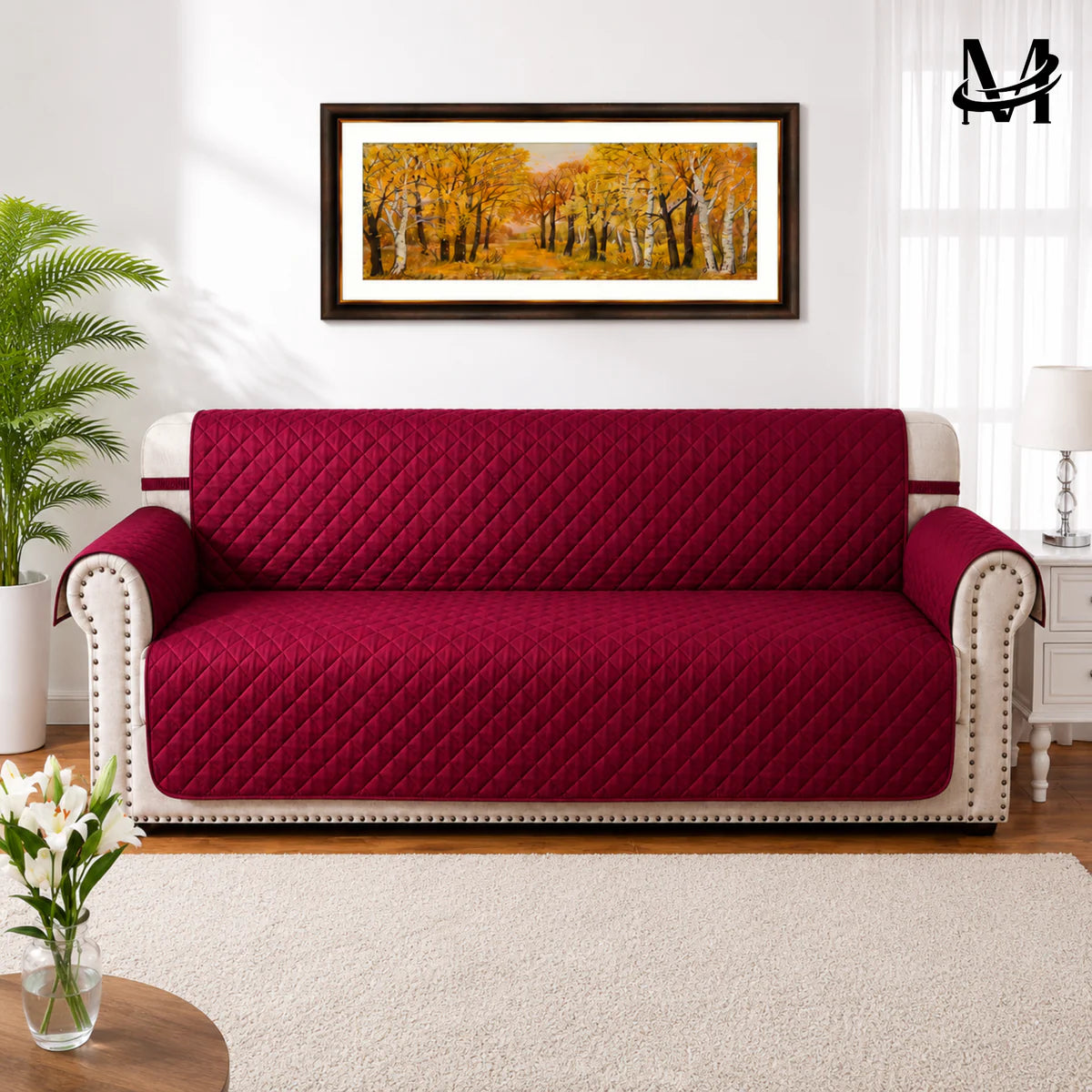 Premium Zebra Velvet Turkish Sofa Cover (zinc) | Luxury Stretchable Sofa Protector