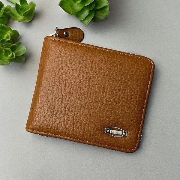 Black &BROWN Leather Wallet for Men with Zipper Closure